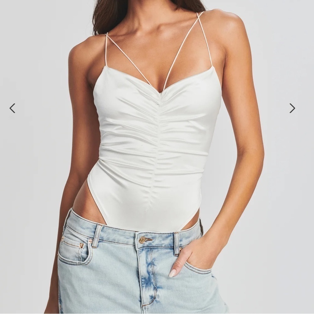 Retrofete SER.O.YA Carsen Thong Bodysuit White Sz S